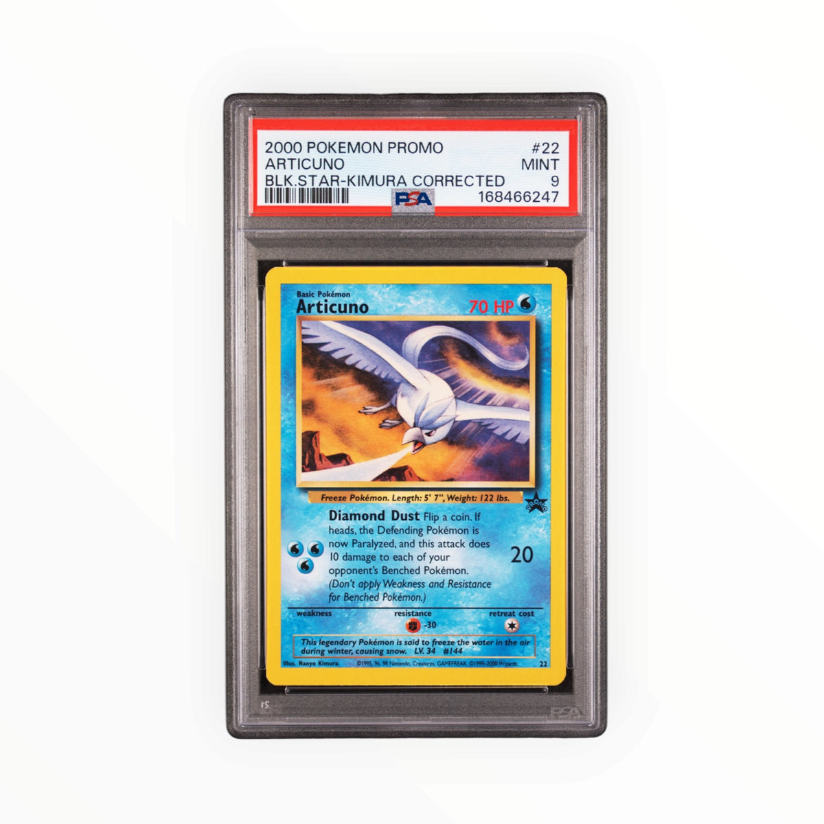 Pokemon Articuno #22 Naoyo Kimura Corrected 2000 Black Star Promo PSA 9 Mint